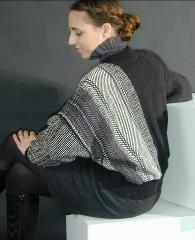 black and white v sweater back view